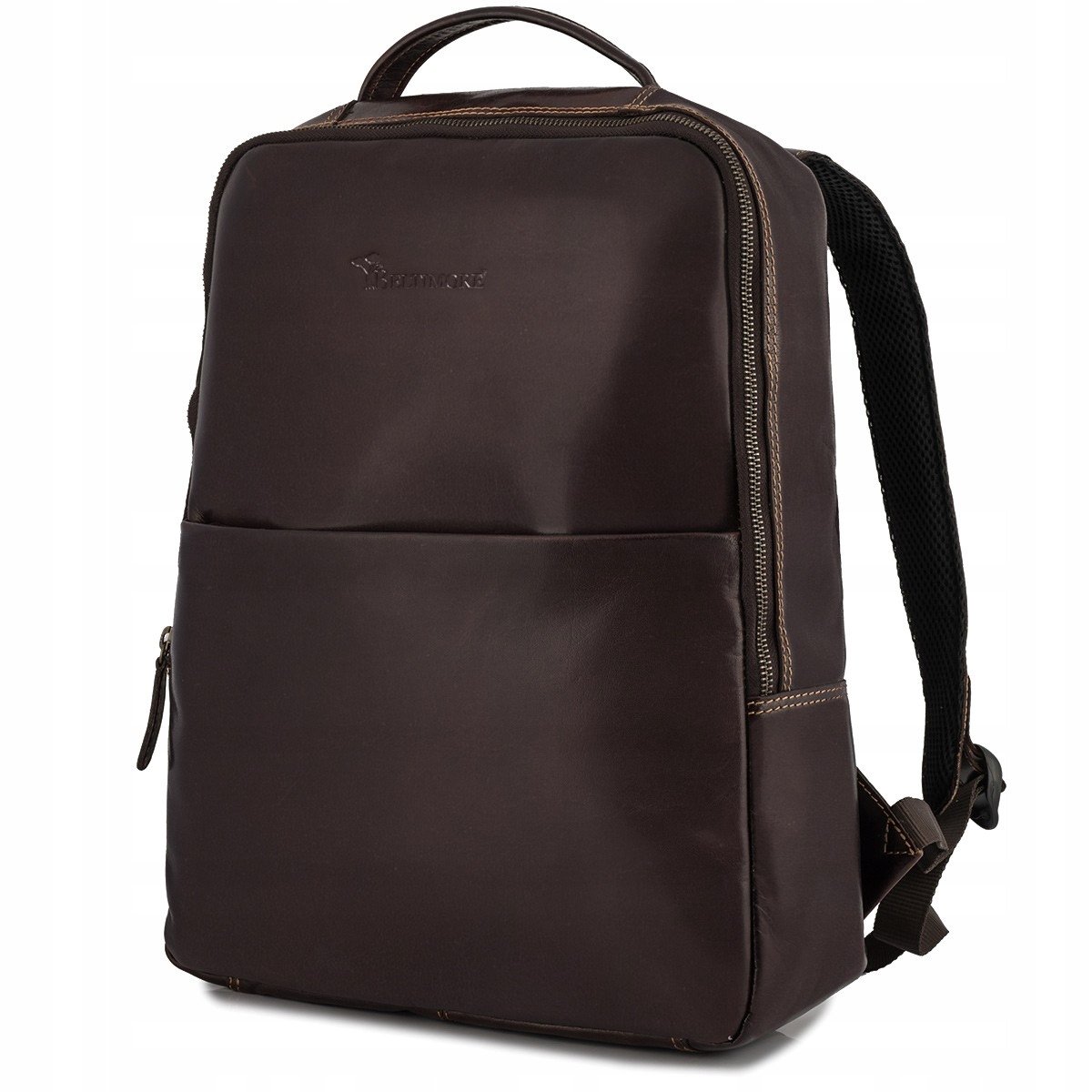 elegancki-plecak-na-laptopa-873pdx-1.jpg Plecak Skórzany A4 Duży Elegancki Na Laptopa 15,6 Pojemny Skóra Brązowy - obrazek 1