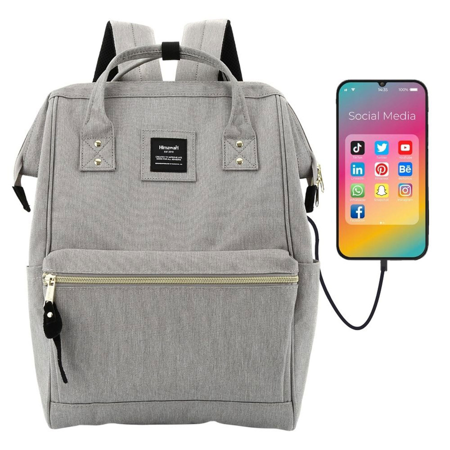 elegancki-plecak-na-laptopa-damski-478dca-1.jpg Plecak damski szary pojemny z USB i kieszenią na laptopa Himawari - obrazek 1