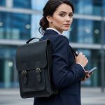 Czarny Plecak Skórzany Damski Elegancki do Pracy na Laptopa 15,6 DR89