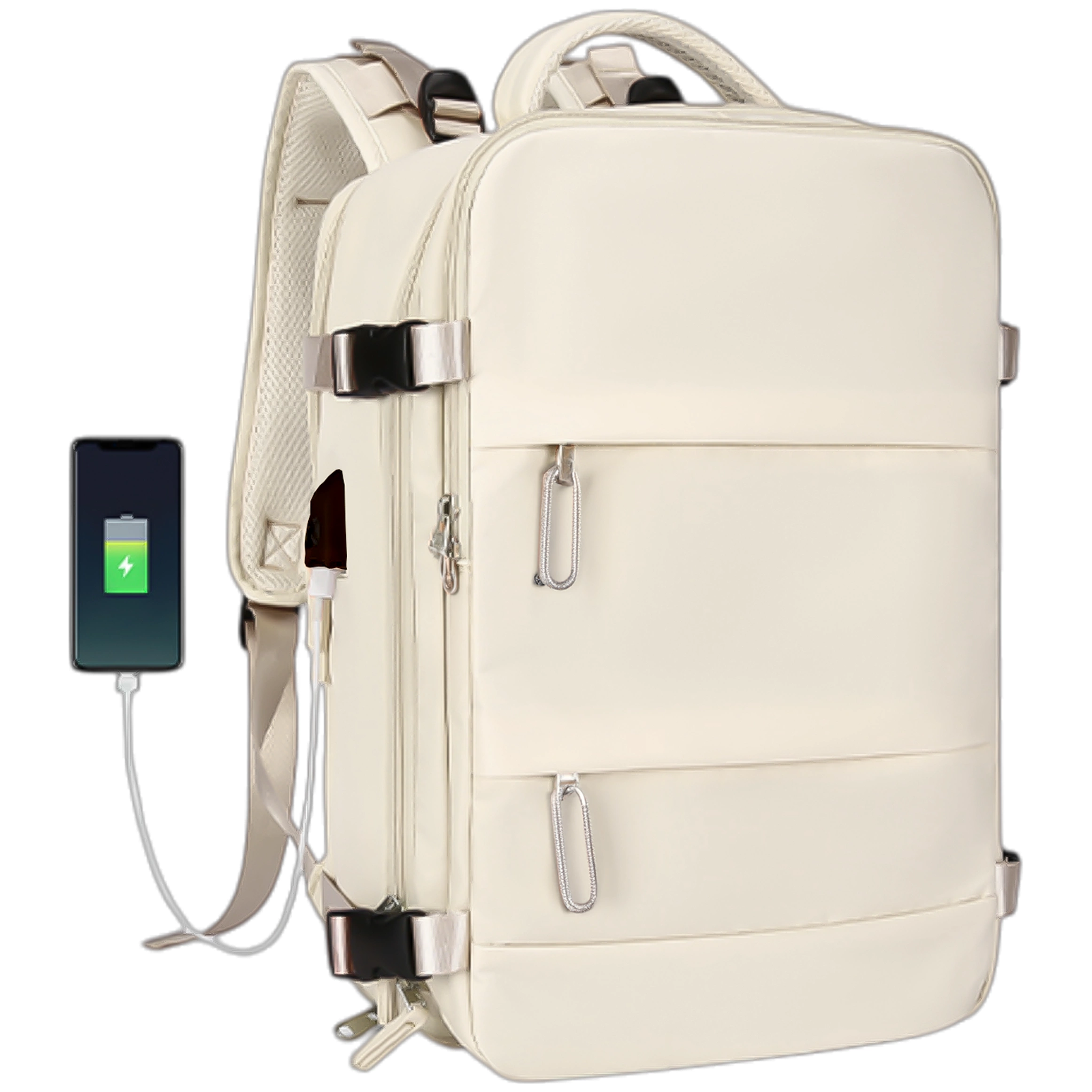 elegancki-plecak-na-laptopa-damski-682nyj.webp Plecak na laptopa damski podróżny na walizkę bagaż do samolotu pracy szkoły 45x30x20cm Alogy Beżowy 4kom.pl - obrazek 1