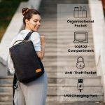 Nordace Siena plecak na laptopa 15,6 cala dla mężczyzn i kobiet z portem ładowania USB, wodoodporny, na co dzień, w podróży lub do pracy, Czarny, 19L, Plecak podróżny : Amazon.pl: Moda