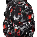 CoolPack plecak młodzieżowy czarny czerwony Factor 4 przegrody Soda 29L
