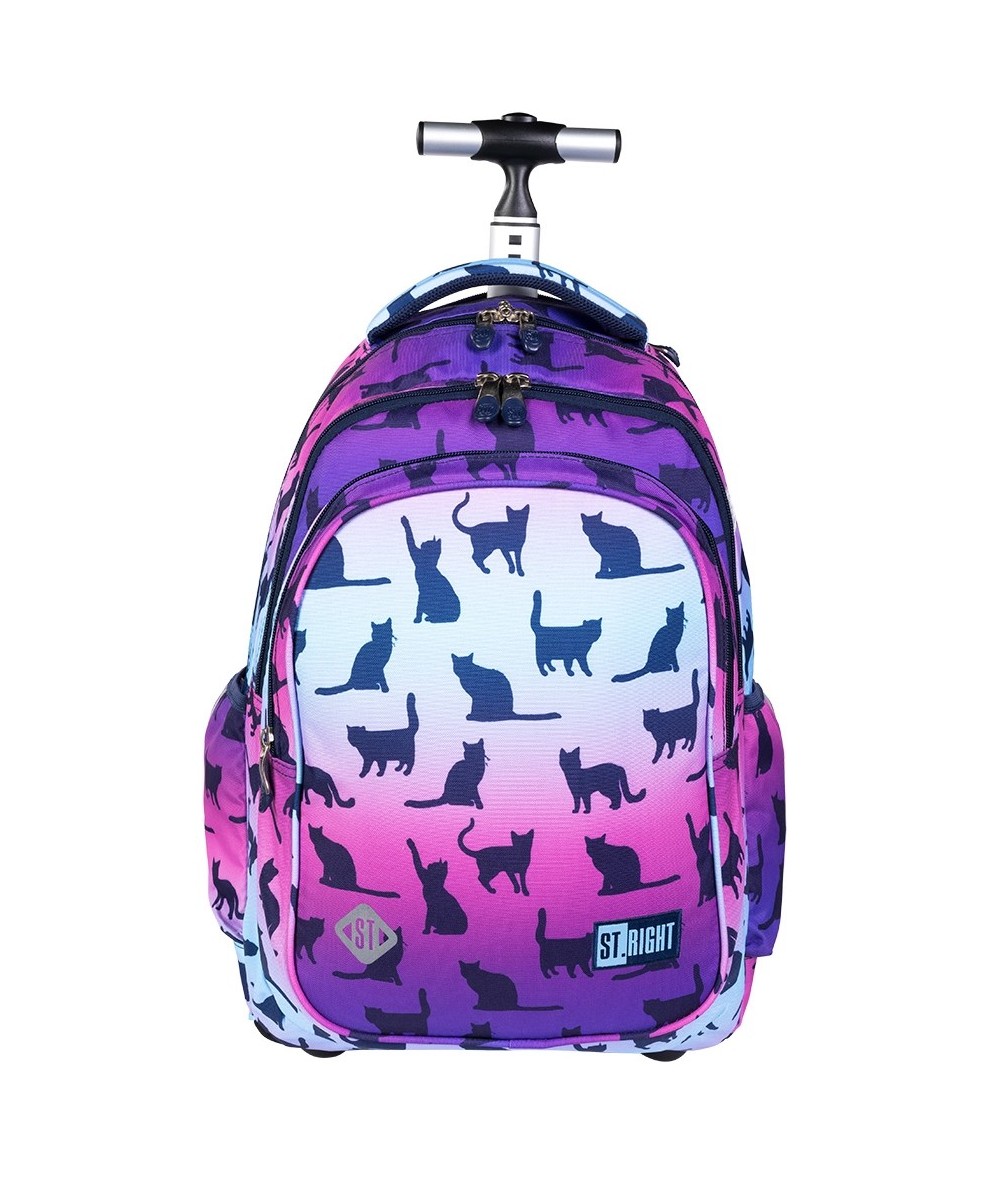 plecak-na-kolkach-dla-dziewczynki-088jzc.jpg Plecak na kółkach dla dziewczynki kotki ombre ST.RIGHT NIGHT CATS 26L - obrazek 1