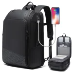 Plecak wodoodporny Bange na laptopa 15.6" miejski podróżny 49x31x18 cm powiększany do pracy samolotu męski damski z gniazdem USB Czarny Bangeofficial.pl