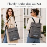 Torebka i plecak w jednym damska szara płócienna | LadneTorby.pl