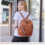Damski plecak torebka, modny skórzany designerski damski plecak, rozkładana torba na ramię z kolorowym paskiem, Brązowy PU, M : Amazon.pl: Moda