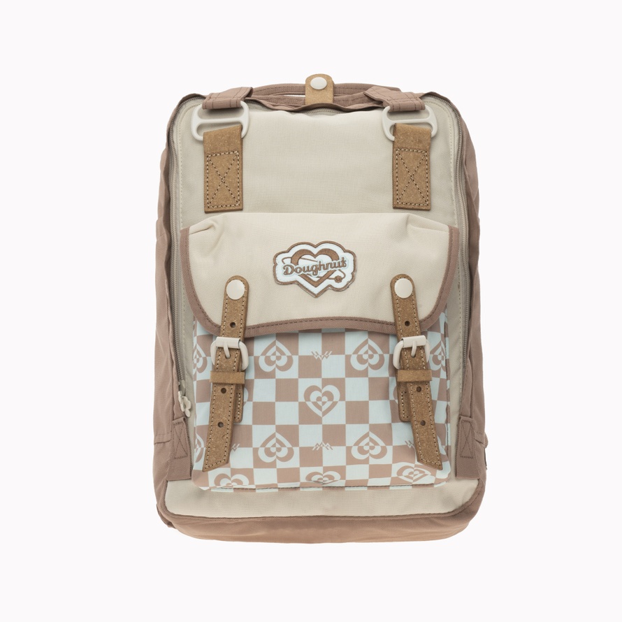 plecaki-doughnut-144nde-1.jpg Plecak Doughnut Macaroon Kaleido Series Mushroom Checked 16L D010KD 000195 dla każdego, beżowy - obrazek 1