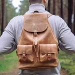 Skórzany Plecak Męski Vintage Jasnobrązowy Outlander Z72
