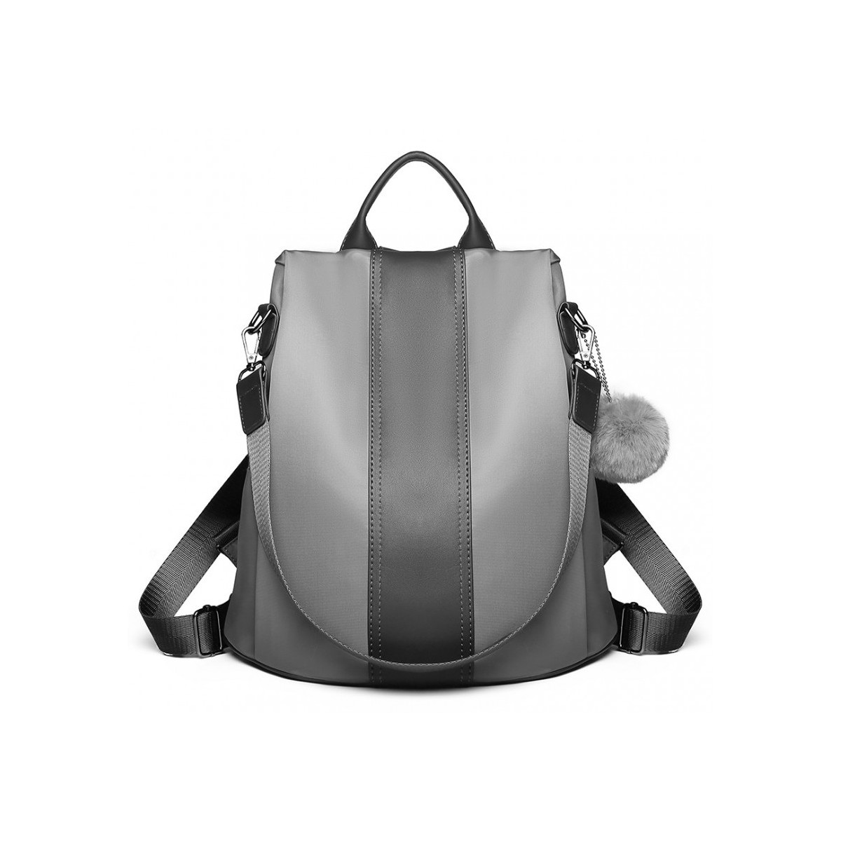 torba-plecak-2w1-damska-384kuz-1.jpg Szary Plecak i Torebka Damska 2w1 Nylonowy Juvia - obrazek 1